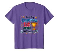 First Day Champion 1st Grade Star Student Trophy T-Shirt, Kids, Purple Heather, 4 Years