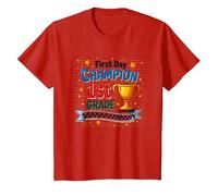 First Day Champion 1st Grade Star Student Trophy T-Shirt, Kids, Red, 10 Years
