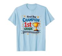 First Day Champion 1st Grade Star Student Trophy T-Shirt, Men, Baby Blue, XL