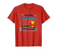 First Day Champion 1st Grade Star Student Trophy T-Shirt, Men, Red, 3XL