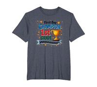 First Day Champion 1st Grade Star Student Trophy T-Shirt, Men's Big and Tall, Heather Blue, 4X Tall