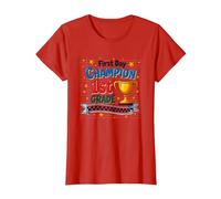 First Day Champion 1st Grade Star Student Trophy T-Shirt, Women, Red, XXL