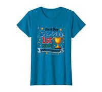 First Day Champion 1st Grade Star Student Trophy T-Shirt, Women, Sapphire, XXL
