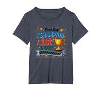 First Day Champion 1st Grade Star Student Trophy T-Shirt, Women's Plus, Heather Blue, 2X