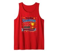 First Day Champion 1st Grade Star Student Trophy Tank Top, Men, Red, L