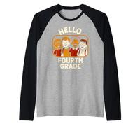 First Day Hello Fourth Grade Cute Womans Teacher Outfit Raglan Baseball Tee
