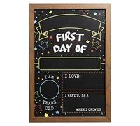 First Day Last Day of School Double Sided Sign with Frame (Reusable Dry Erase Board for Liquid Chalk Markers - 9.17" x 13.27")