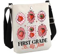 First Day Of 1st Grade Gift Teacher Team Crew Appreciation Gift First Grade Is My Jam Cute Strawberry Crossbody Bag, First Grade Cb