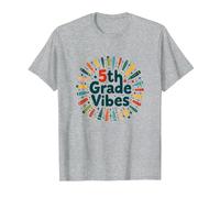 First Day of Fifth Grade 5th Grade Vibes School Gift T-Shirt, Men, Heather Grey, L