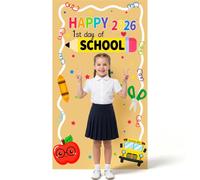 First Day of School Banner Backdrop Decorations 2026, 35x63 Inch | Welcome Back to School Decorations Photo Props Banner Backdrop Party Supplies for Kindergarten Classroom Home Wall Door