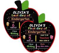 First Day of School Board Double Sided Chalkboard, Back to School Sign for Kids, School Milestone Photo Prop for Nursery Reception Primary School, Reusable First&Last Day Memory Board 27.5x25cm
