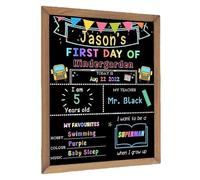 First Day of School Board, First Day at School Chalkboard, Wooden Double Sided Board Reusable for All Grades Kids -25.4x30CM, Table Top Chalkboard