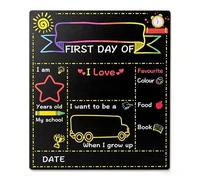 First Day of School Board, My First Day and Last Day of School Chalkboard Decorations, First Day at School Gifts, Reusable Double-Sided Chalk Board Photo Prop for Kids Child (11.81x9.06 in)