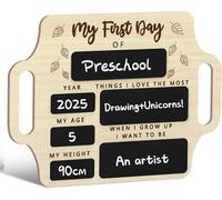 First Day of School Board, Portable First Day of School Chalkboard with Handle, 1st-Day Back to Schools Photo Prop, Personalized Gifts for Kids at Preschool Kindergarten Primary (1 Pack)