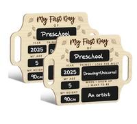First Day of School Board, Portable First Day of School Chalkboard with Handle, 1st-Day Back to Schools Photo Prop, Personalized Gifts for Kids at Preschool Kindergarten Primary (2 Pack)