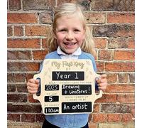 First Day of School Board, Reusable Wooden My First Day of SchoolSigns with Handles, Portable Hang BackSchool Chalkboard Sign, Personalized 1st Day-of Schools Chalkboard Memory Photo Board