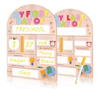 First Day of School Board Sign, My First and Last Day of School Message Chalkboard, Reusable Double-Sided Sign for Students DIY Photo Prop Commemorate Back to Schoo l Supplies