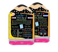 First Day of School Board Sign, Pencil Shape Reusable My First and Last Day at School Chalkboard Gifts Double-Sided Back to Kindergarten Blackboard Supplies (11.81 x 7.87 Inches