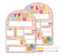 First Day of School Board Sign, Reusable Double-Sided Back to School Board with 2 Markers, My First and Last Day Message Chalkboard for Students DIY Photo Commemorate (9.8x7.1in)