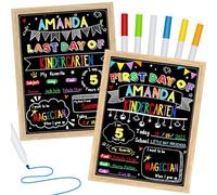 First Day of School Board with Frame Double Sided First Day of School Board Sign First and Last Day of Chalkboard Sign 16.3 x 12.4 Inch