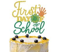 First Day of School Cake Topper, Back to School, Home Classroom Decoration | Happy First Day Cake Pick, School Welcome Back Party Decorations, First Day of Kindergarten/Elementary Cake Topper