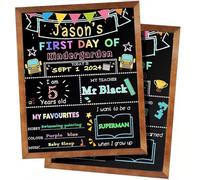 First Day of School Chalkboard, My First Day of School Board, Double Sided Chalkboard Sign, Back to School Chalk Board for Kids,Last Day Decorations