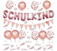 First Day of School Decoration Set for Boys & Girls - Foil Balloons, Garlands, Balloons, Confetti - Decoration for Graduation, School Introduction & Back to School Party, Student Party (Rose Gold)