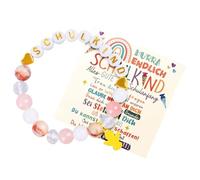 First Day of School Gift Girls, First Day of School Gifts for School Child 2025 Girls, Bracelet with Guardian Angel Pendant, School Cone Filling, Lucky Charm, Includes Greeting Card and Gift Box, Pink