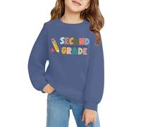 First Day of School Outfits for Girls Second Grade Kids Back to School Sweatshirt Comfortable Crewneck Loose Tops Casual Autumn Trendy Preppy Hooded Pullover (Navy, 4-5 Years)