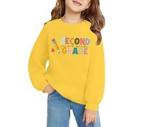 First Day of School Outfits for Girls Second Grade Kids Back to School Sweatshirt Comfortable Crewneck Loose Tops Casual Autumn Trendy Preppy Hooded Pullover (Yellow, 6-7 Years)