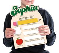 First Day of School sign, Back to School Board with Name Personalized, Dry Erase Photo Props with Writable Name Plate, Gift for Preschool, Kindergarten, Pre-K (Style 4)