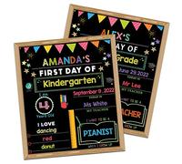 First Day of School Sign, First Day of School Board, 14" x 11" Double-Sided & Reusable 1st Day of School board, Back to School Supplies for Preschool Kindergarten 1st Grade, Last Day of School Sign