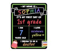 First Day of School - Sign for Evaluation | Reusable Double Sided Chalkboard with Resilient Frame Sleek & Photography Props, Home and Professional Preschooler Pupil Student Utility