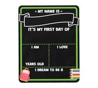 First Day of School Sign - Reusable Double Sided Chalkboard Board for Kids Milestone Photos, Back to School Photography Prop with Writable for Preschool Kindergarten Classroom | Cute Memory