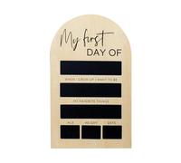 First Day of School Sign - Wood 7x11in Reusable Double Sided, Portable Academic Memory Board, Decorative Classroom Photo Prop, Kindergarten Education Keepsake | Creative Annual Picture Frame Fo