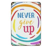 First Day of School Signs never Give Up Signs Welcome Back to School Metal Tin Sign Classroom Decor Doodle Rainbow Blackboard Ancient School Signs for Kids Gifts for Student Teacher 18x12 Inch