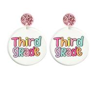 First Day of School Themed Earrings, Cute Colorful Letters Drop Dangle Earrings for Women Teachers, Back to School Appreciation Jewelry Gift, Zinc, No Gemstone
