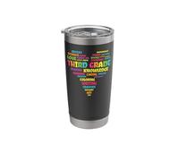 First Day of School Third Grade Teacher World Cloud Heart Stainless Steel Insulated Tumbler