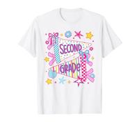 First Day of Second Grade Back to School Pennant Bow Girls Value Graphic T-Shirt, Men, White, L
