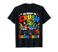 First Day Second Grade Dino Monster Truck Back to School Boy T-Shirt