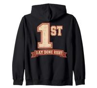 First Day Success Vintage Collegiate Style Zip Hoodie