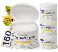 First Days Maternity Witch Hazel Pads, Cotton Rounds for Postpartum and General Use, Round, 8 cm Diameter, 120 GSM Thickness, Pack of 4 Tubs, 160 Pads (40 Per Tub)
