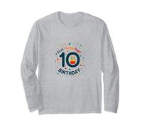 First Double Digit 10 Birthday Festive Celebration Long Sleeve T-Shirt, Adult Unisex, Heather Grey, L