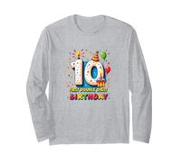 First Double Digit Birthday Celebration 10 Years Old Long Sleeve T-Shirt, Adult Unisex, Heather Grey, M