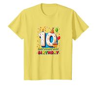 First Double Digit Birthday Celebration 10 Years Old T-Shirt, Kids, Lemon, 12 Years