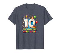 First Double Digit Birthday Celebration 10 Years Old T-Shirt, Men, Heather Blue, XXL