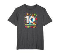 First Double Digit Birthday Celebration 10 Years Old T-Shirt, Men's Big and Tall, Dark Heather Grey, 6X Tall
