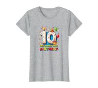 First Double Digit Birthday Celebration 10 Years Old T-Shirt, Women, Heather Grey, M