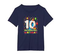 First Double Digit Birthday Celebration 10 Years Old T-Shirt, Women's Plus, Navy, 3X