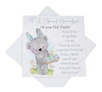 First Easter Card for Grandson, To A Special Grandson On Your 1st Easter Bunny Rabbit Card with Poem Verse, Blue